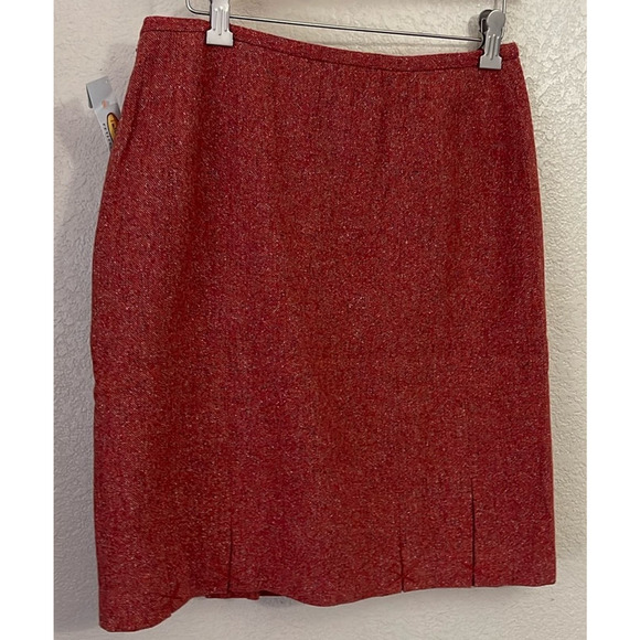 Talbots Tweed Pleated Wool Blend Pencil Skirt Women's Size 8 P Orange - Picture 6 of 6